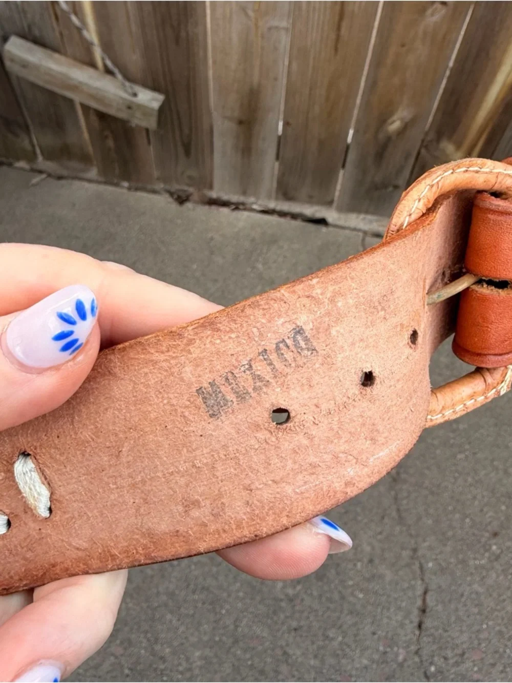 Vintage Braided Leather Belt in Cognac and Cream Size 40